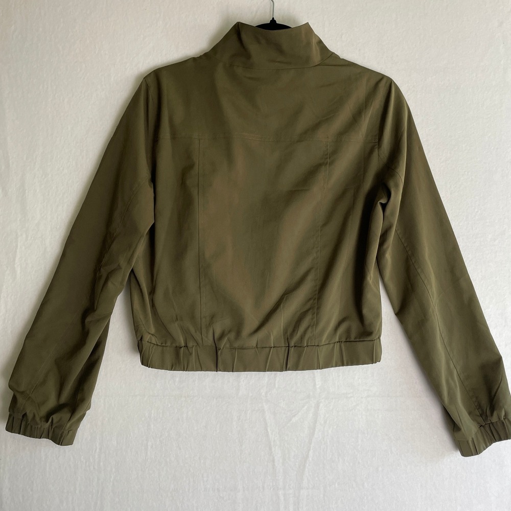 Naked Zebra Olive Green Bomber Jacket Lightweight Cropped Military Style L - Picture 4 of 8